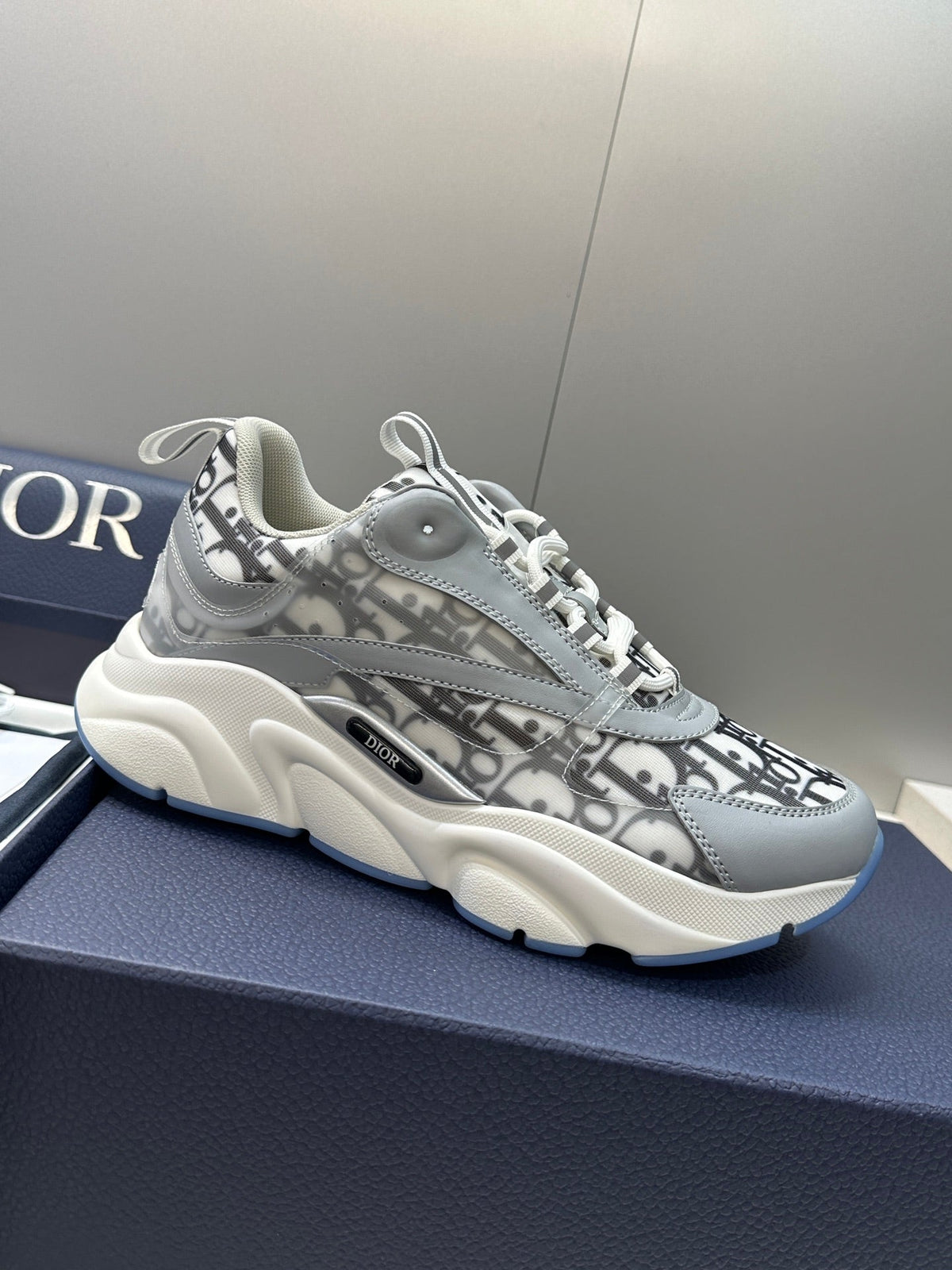 CD 26s Men B22 Sneakers Grey Oblique Jacquard Canvas 742195