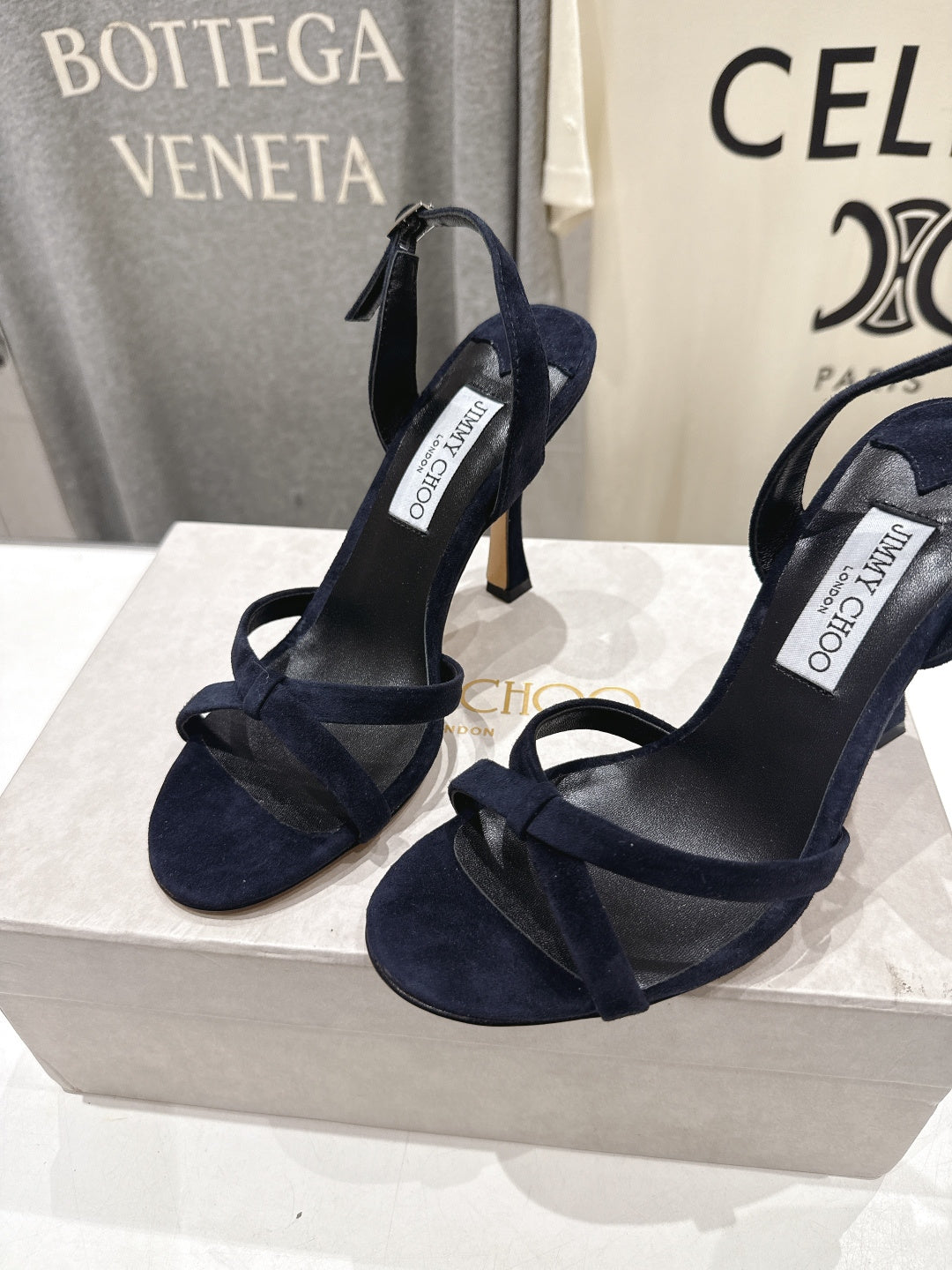 Jimmy Choo 26S High-Heeled Sandals 10.0cm Black Velvet 824195