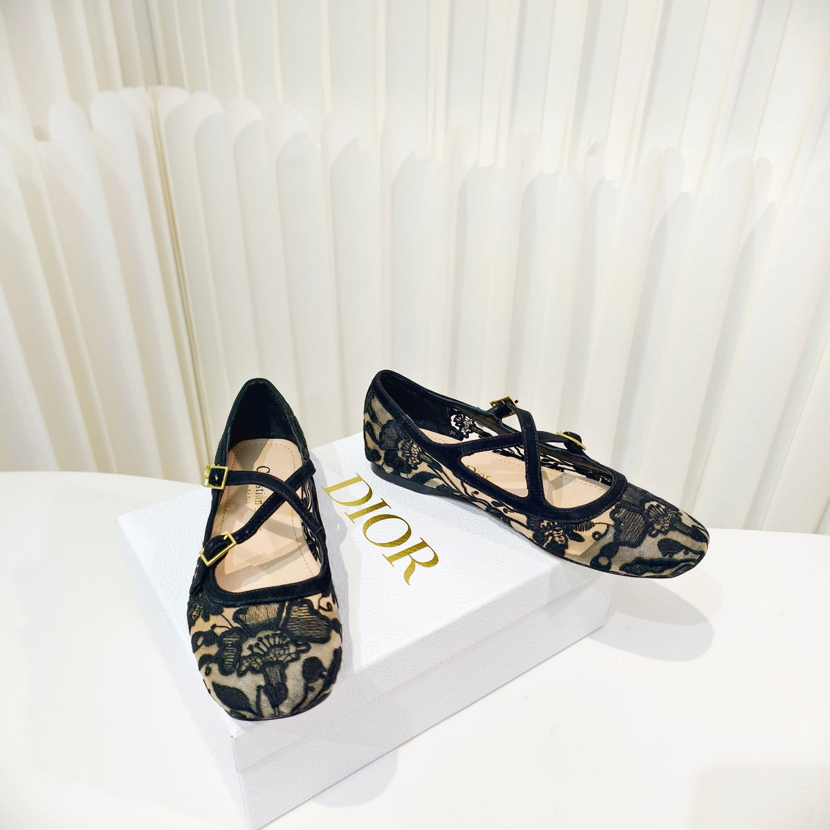 Dior 26s Mary Jane Flats Black Fabric