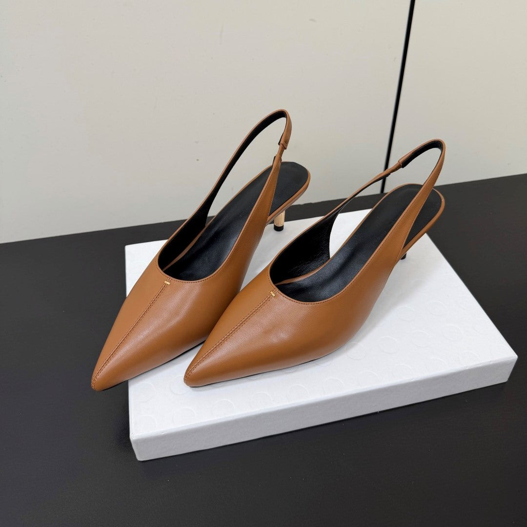 Khaite 26s Mercere Slingbacks 5cm Camel Leather 909458