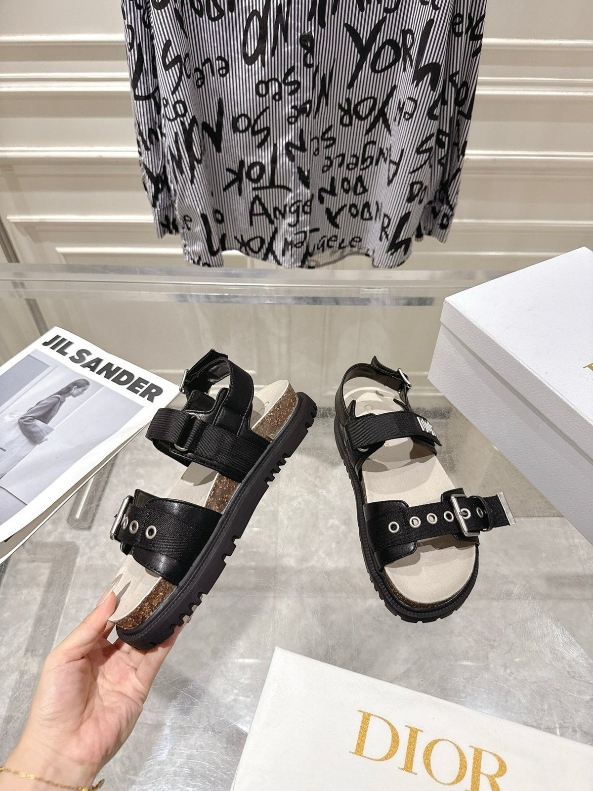 CD 26s Buckle Sandals Black Canvas 174928