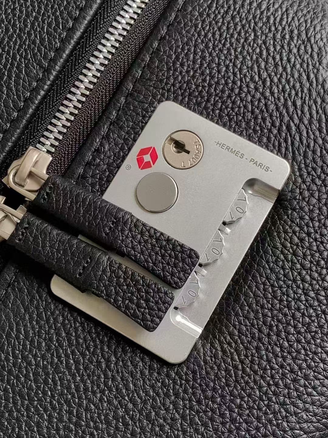 HM R.M.S Cabin Suitcase Printed Surfer Black Canvas & Taurillon Regate Leather