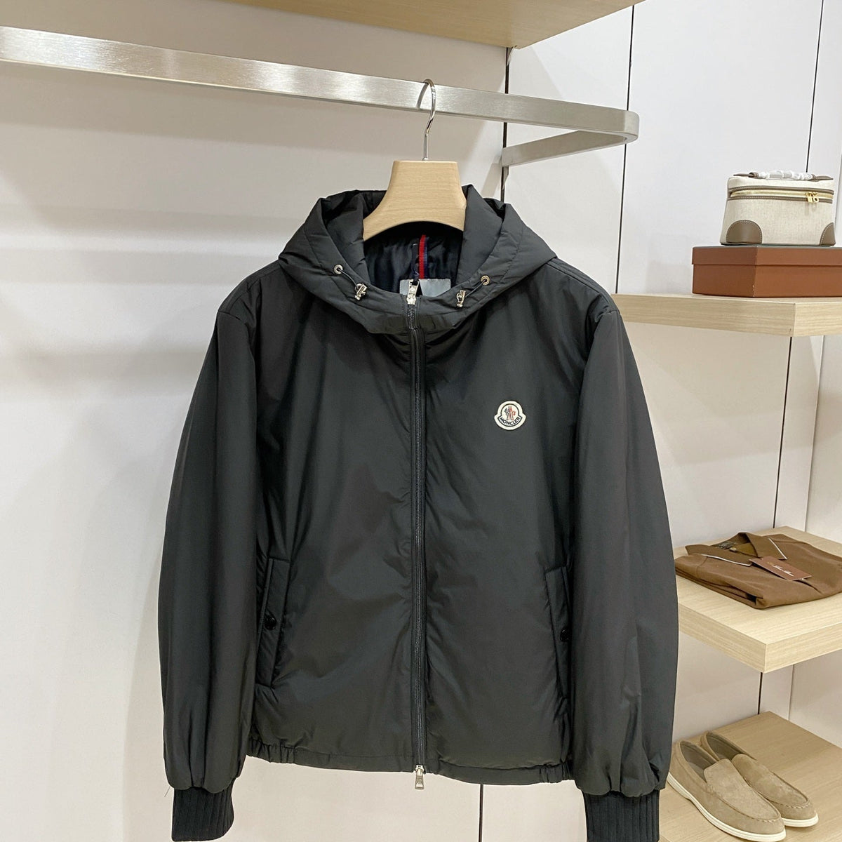 MC Hooded Windbreaker Jacket Black Nylon