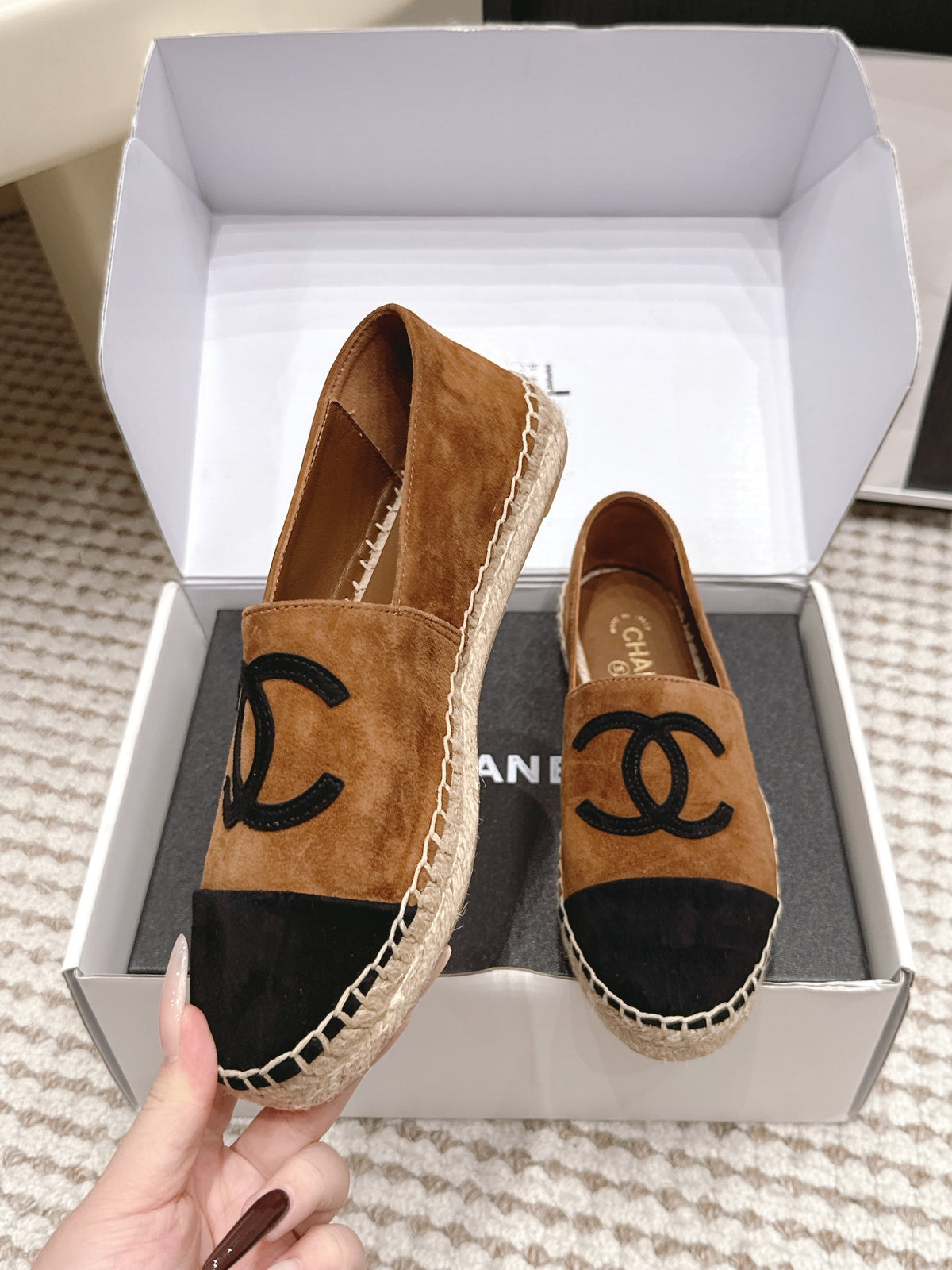 CC 26S Espadrille Slip-Ons in Brown Mix Black Suede