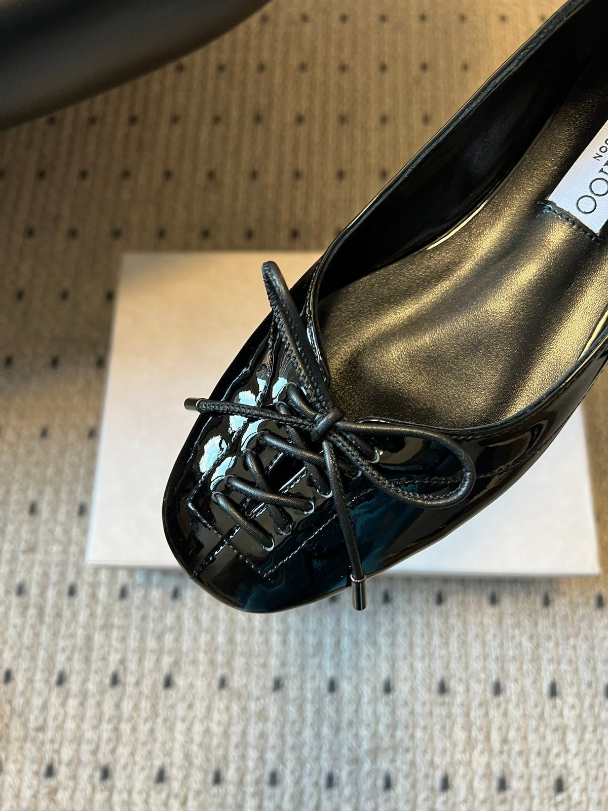 Jimmy Choo 26S Classic Ballet Flats Black Patent Calfskin 492815