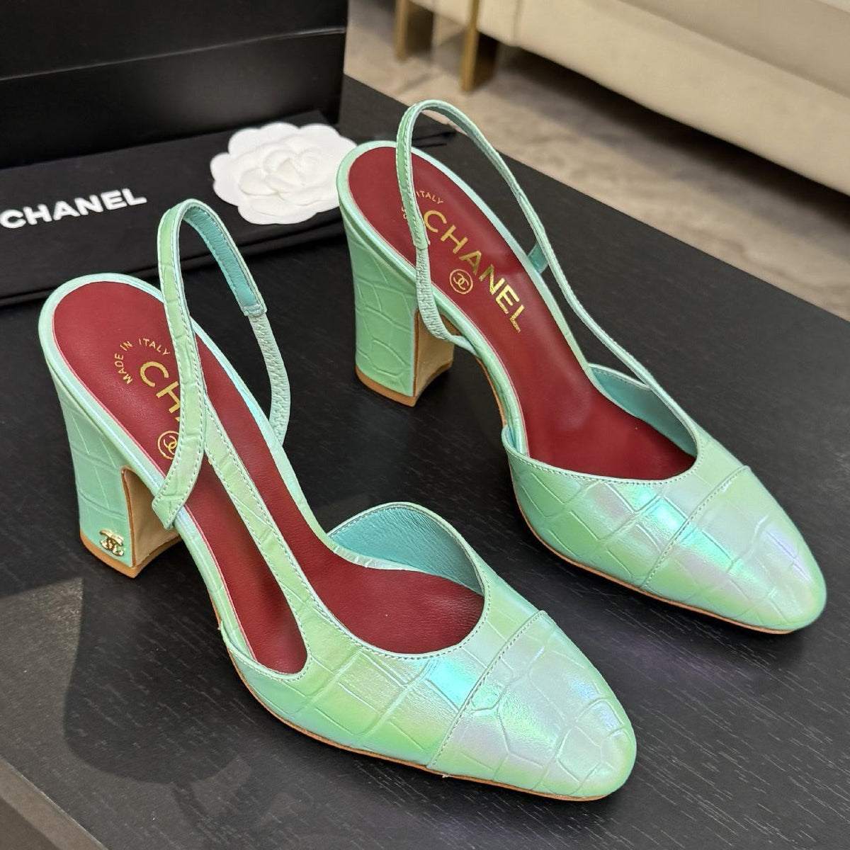Chanel 2026 Two-Tone Slingback 7.0cm Cowhide 168116