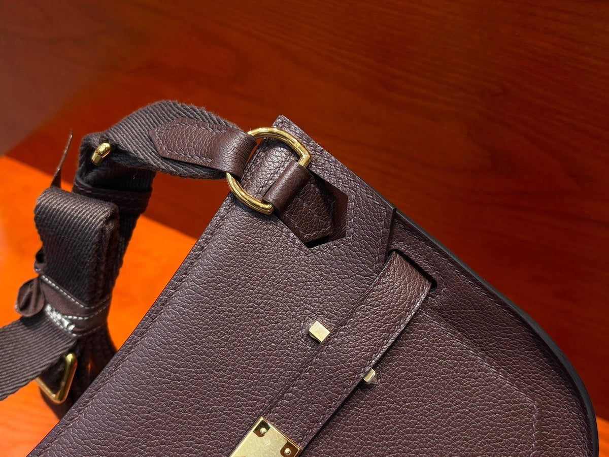 High-end Hermes 2026 Mini Jypsiere Bag 22cm Chocolate Brown Swift Leather
