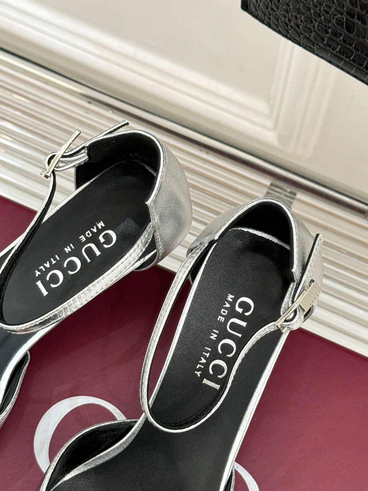 Gucci 26s High Heels 5.5cm Silver Lambskin