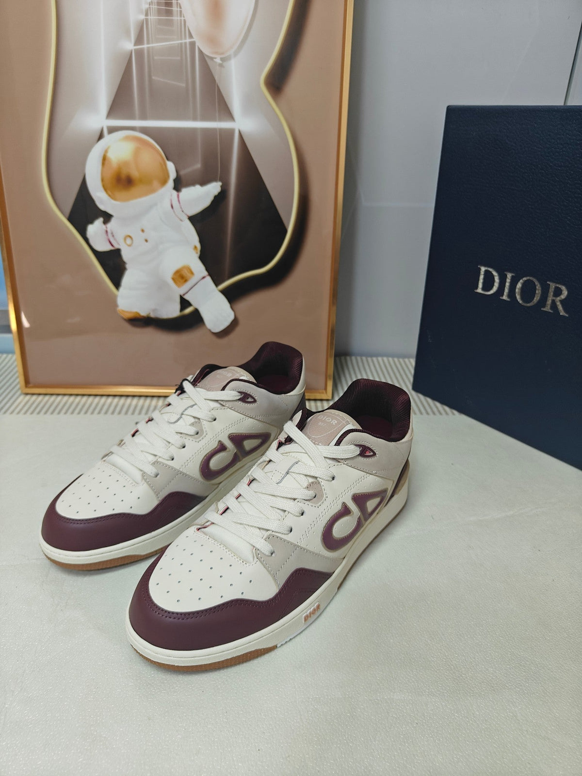 CD 26s Low Top Sneaker White Burgundy Red Calfskin 472915