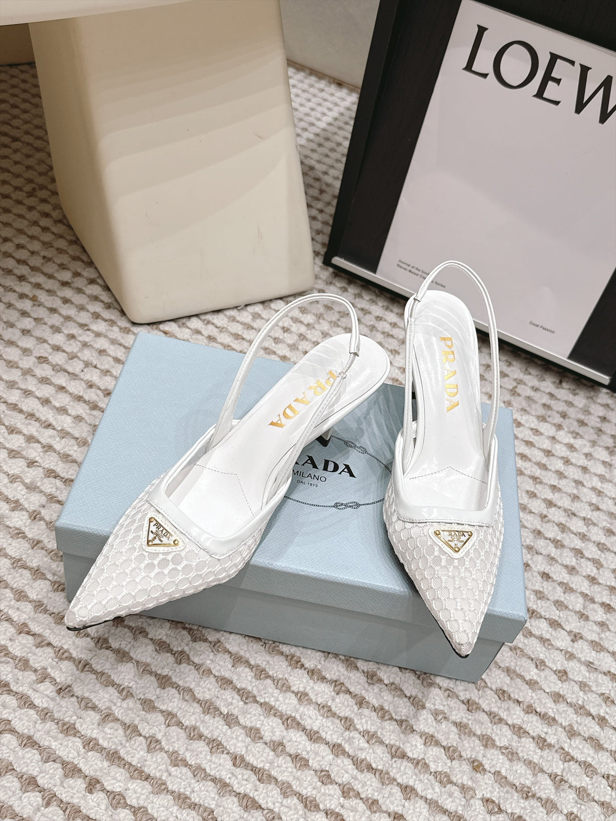 Prada 2026 Pointed-Toe Slingback 75mm Mesh 173939