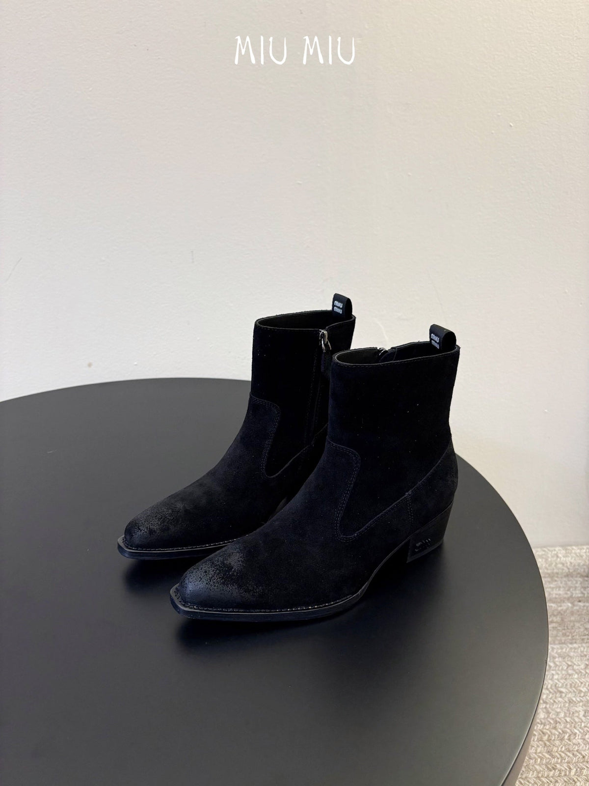 Miumiu 26s Western Ankle Boots Black Suede