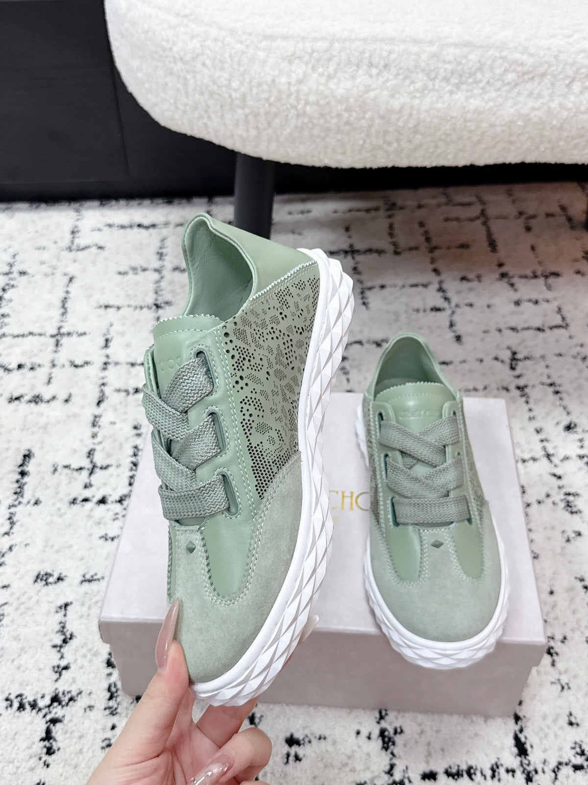 Jimmy Choo 26S Sneakers Sage Green Suede 395107