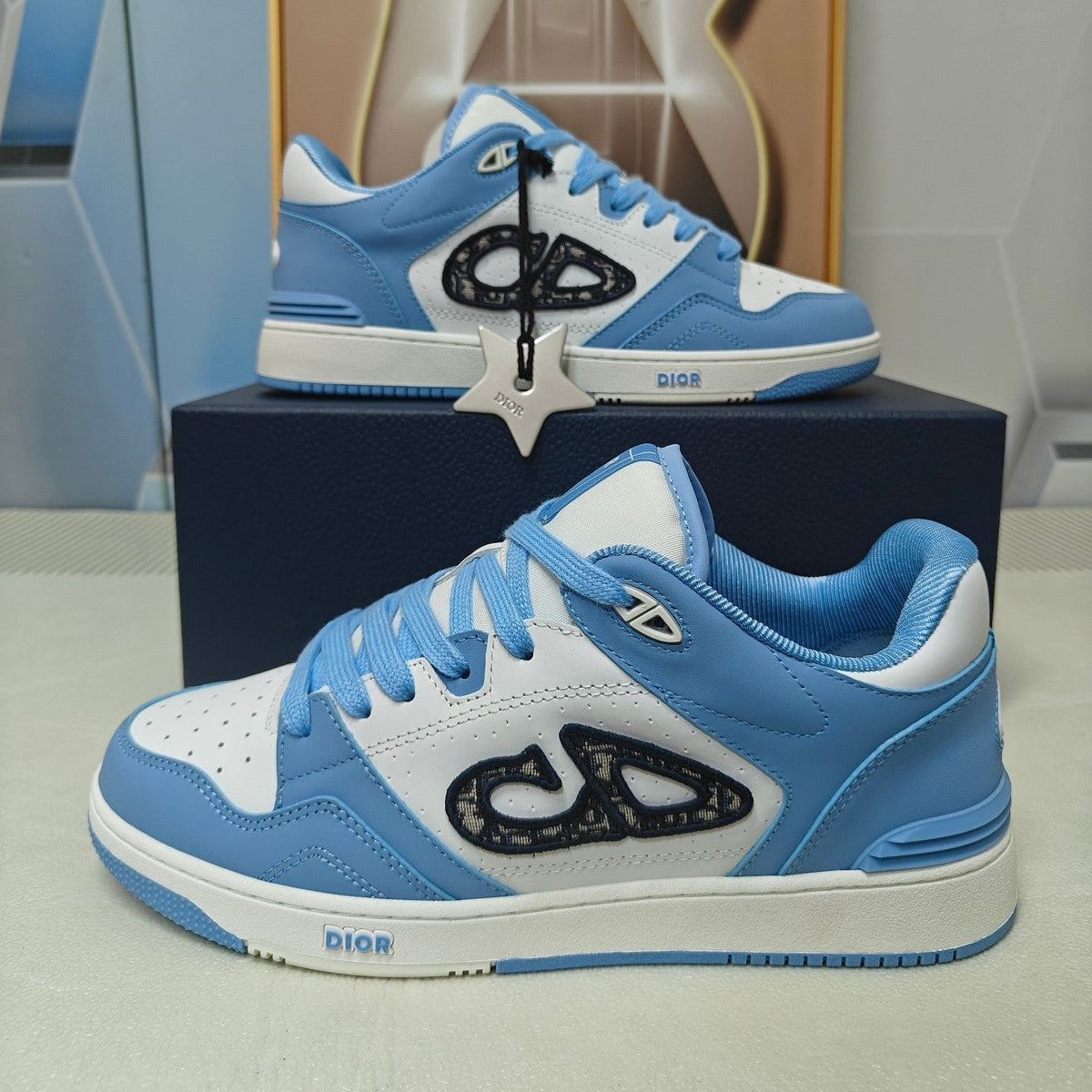 CD 26s Low Top Sneaker White Blue Calfskin 618492