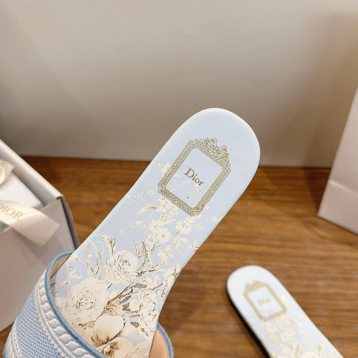 CD 26s Flat Slide Sandals Light Blue Canvas 419205