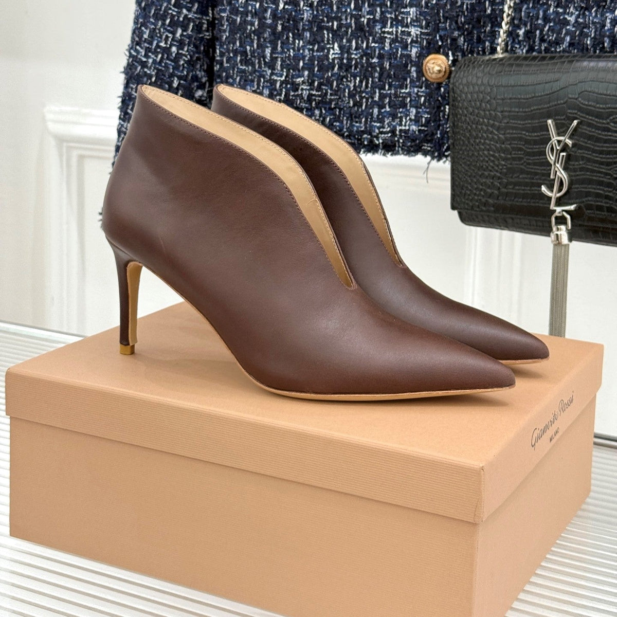 GR 26s Vania Pumps 9cm Brown Leather 175085