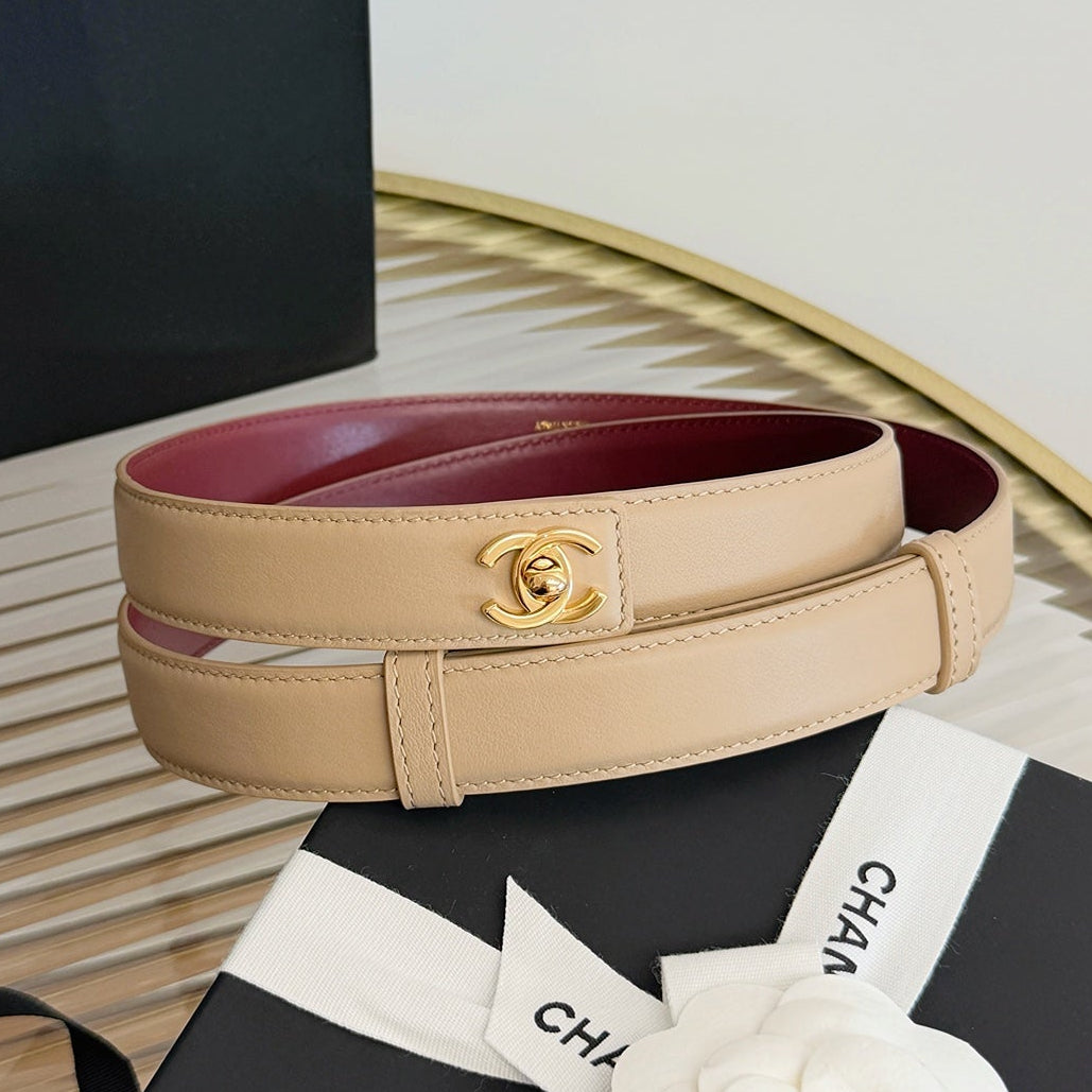Chanel 2026 Gold-Hardware Belt 25mm Suede Leather 219834