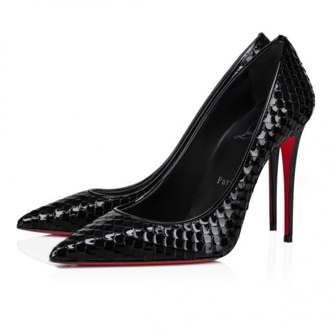 CL Kate 120 MM Pumps Embossed Patent Calf Leather Birdy Black
