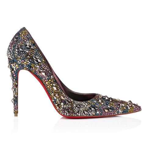CL Kate Max Strass Eternity 100mm Pumps Metallic Suede And Eternity Strass Anthracite