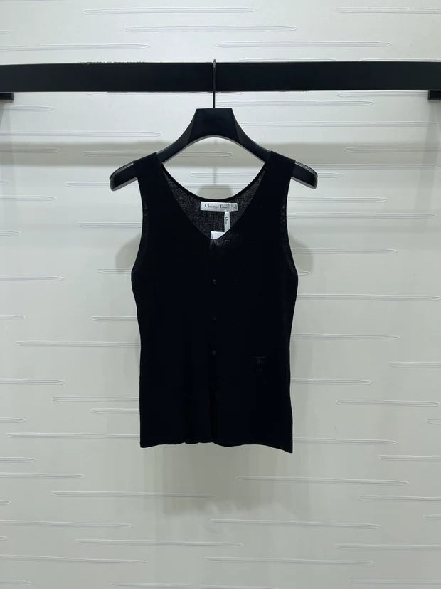 Dior 2026 V-neck Tank Top White Black Blue Green Wool