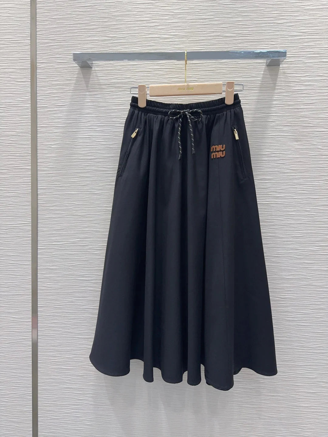 Miumiu 2026 Midi Skirt Black and Beige Polyester