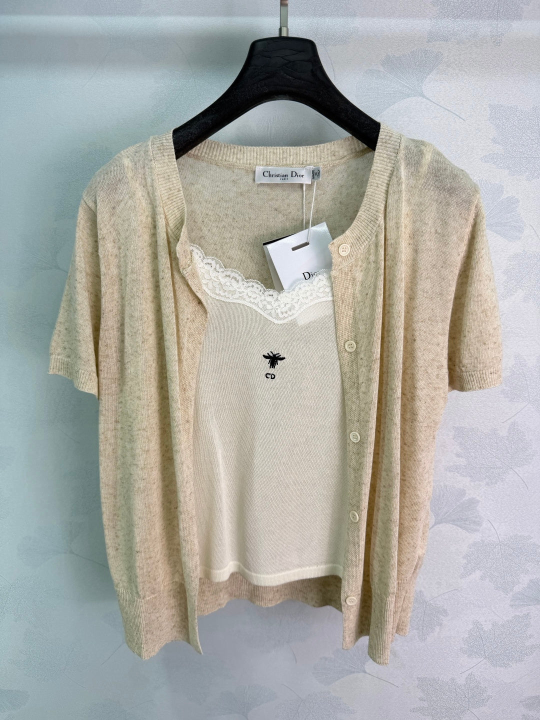 CD 26 Knitted Cardigan + Lace Camisole in Wool