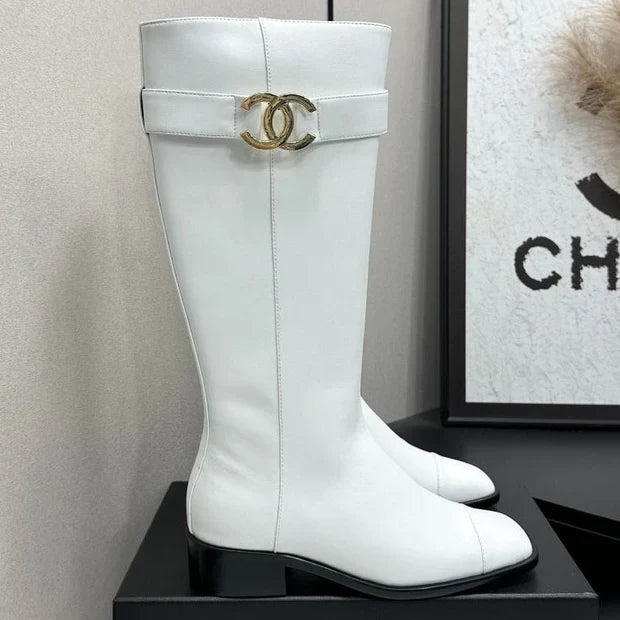 Chanel 2026 Metiers D'art Knee-High Boots 45mm Suede Cowhide 986193