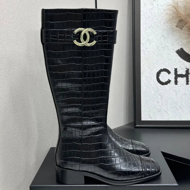 Chanel 2026 Metiers D'art Knee-High Boots 45mm Suede Cowhide 986193