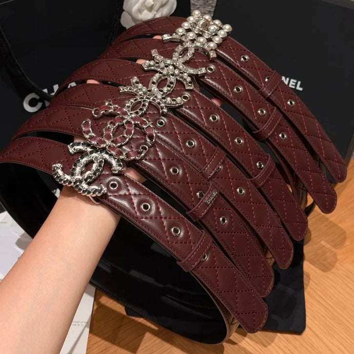 Chanel 2026 Quilted CC Chain Belt Burgundy
