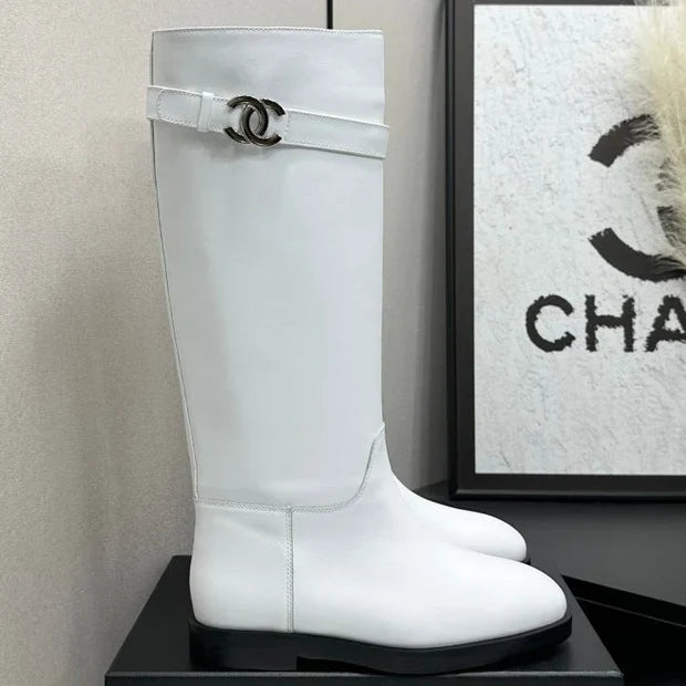 Chanel 2026 CC Logo Belted Boots Cowhide 985942