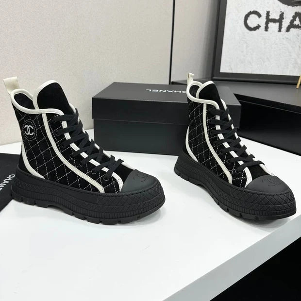 Chanel 2026 Quilted High Top Sneakers Suede Fabric 986146