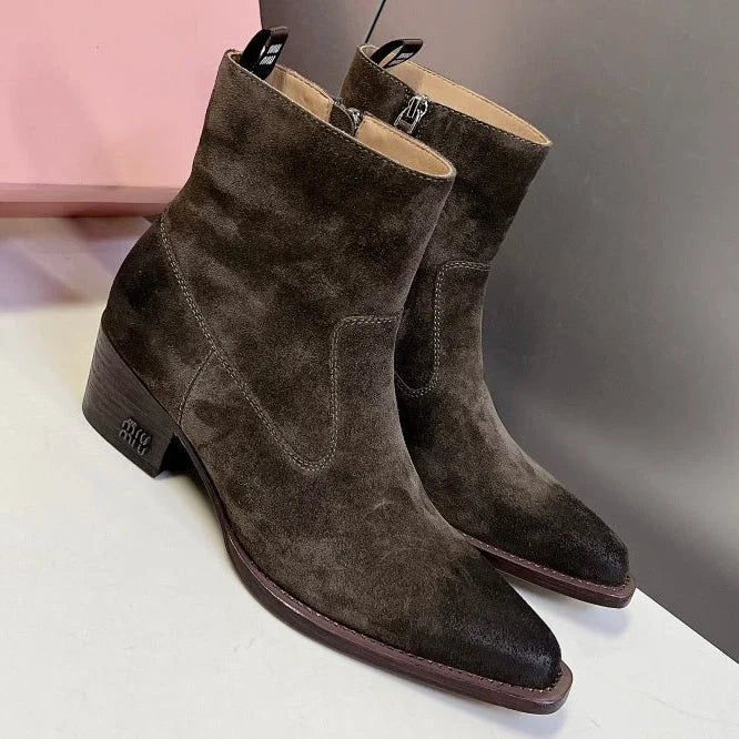 Miu Miu 2026 Western Ankle Boots Suede Leather 994192