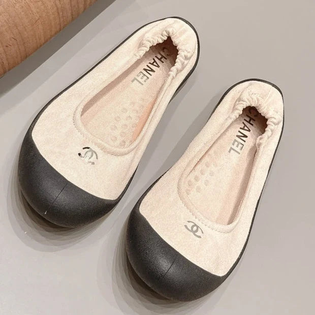 Chanel 2026 Round-Toe Wrinkled Ballet Flat Suede 976100