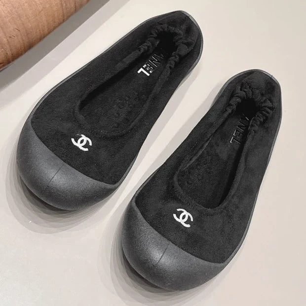 Chanel 2026 Round-Toe Wrinkled Ballet Flat Suede 976100