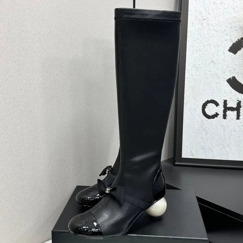 Chanel 2026 Chunky Pearl Boots 50mm Suede Leather 985808