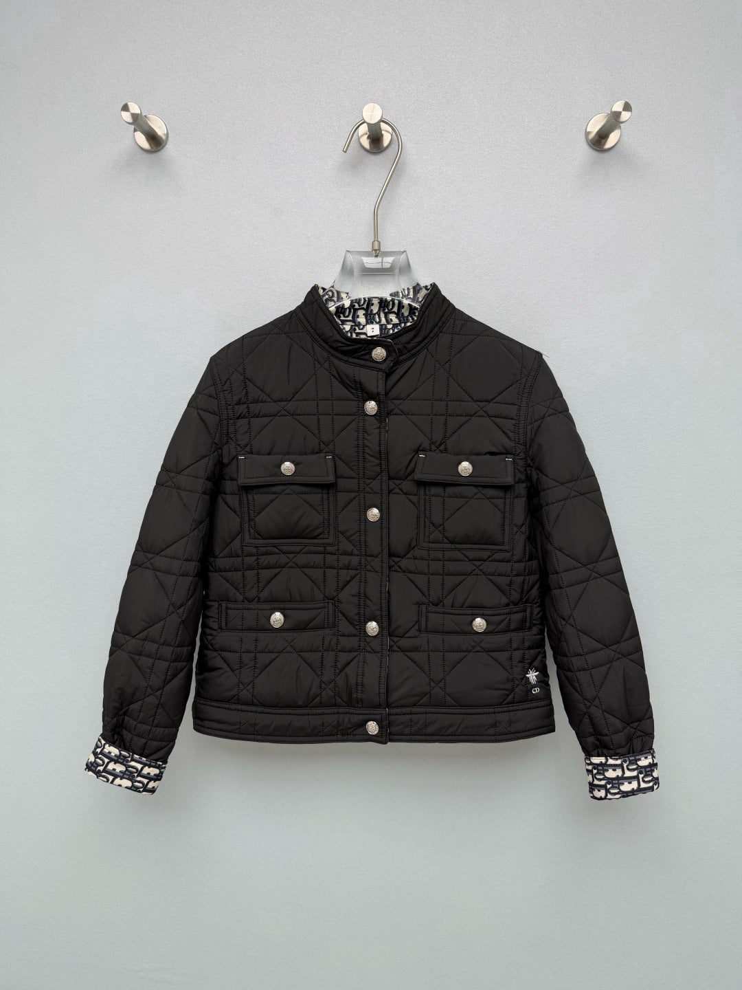 Dior 26s Cannage Quilted Oblique Lining Jacket Beige White Black 444870