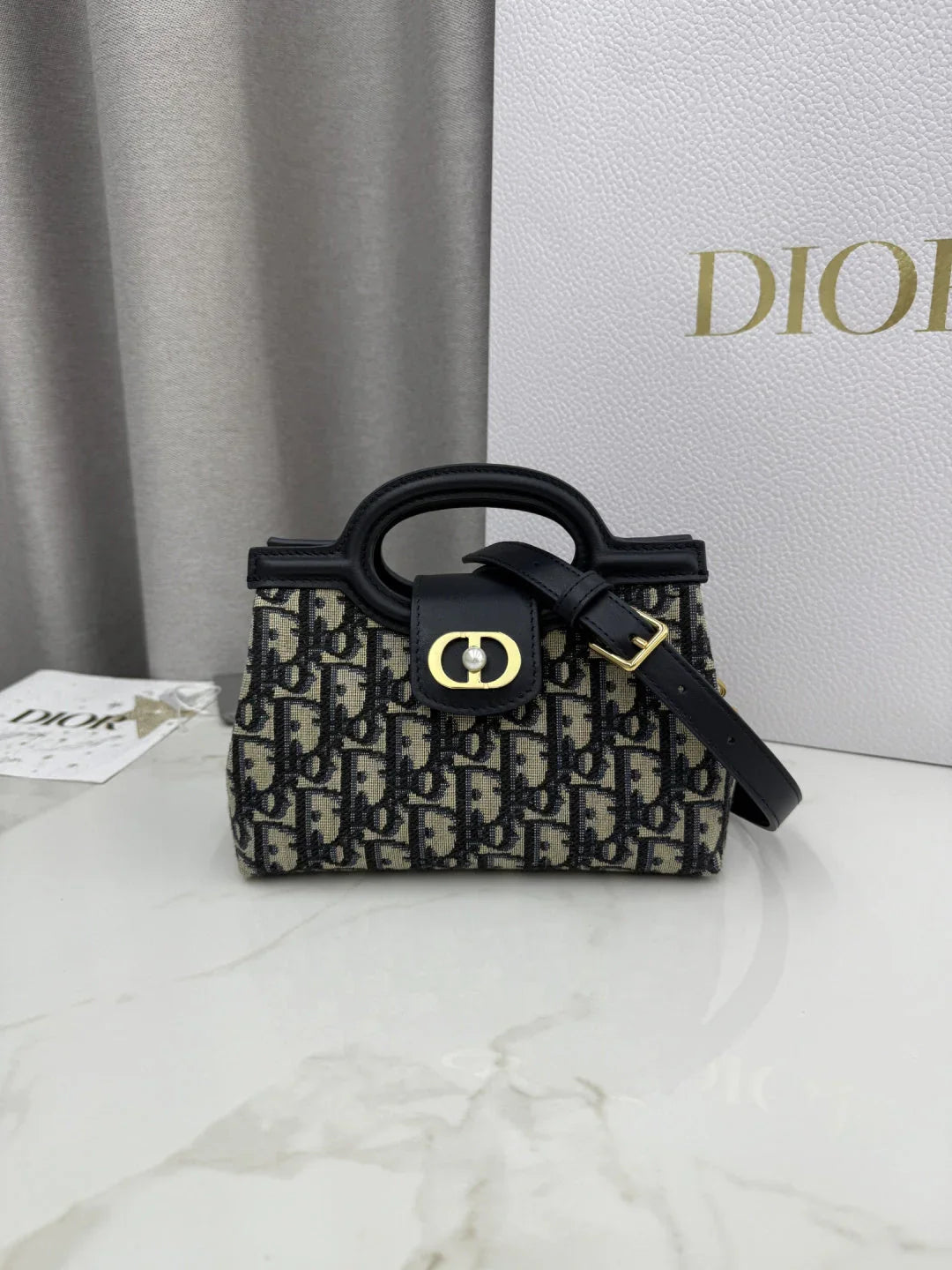 Dior 2026 Jolie Top Handle Mini Chain Handbag 18.5cm Grained Calfskin