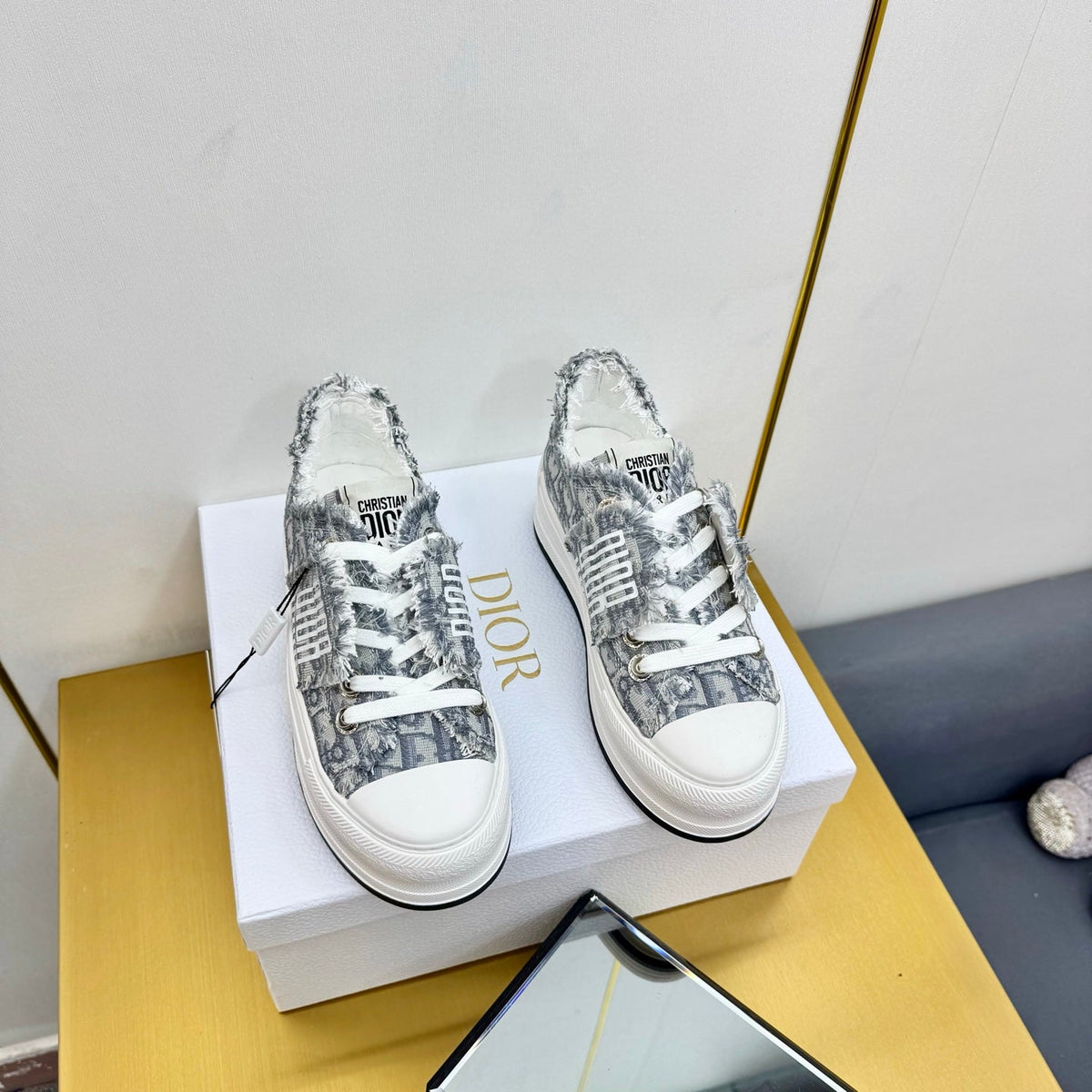 CD 26s Platform Sneaker 50mm Grey White Oblique Canvas 294185