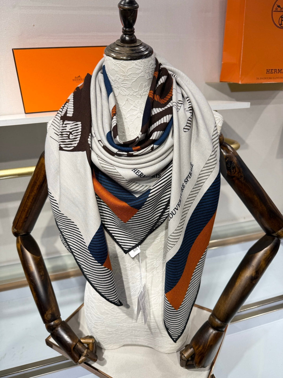 Hermes 2026 Cheval à la Couverture Spirale Square Scarf 140cm Cashmere Silk