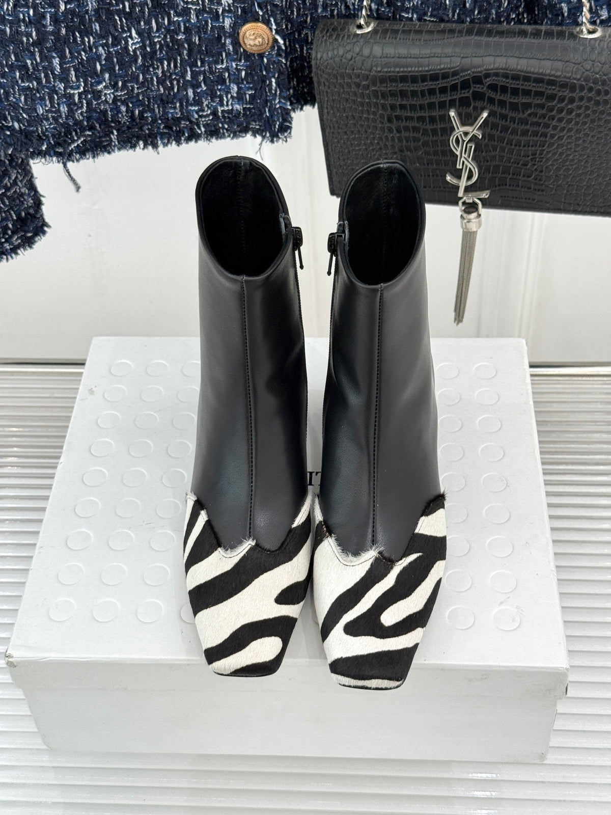 Khaite 26s Arizona Booties 4cm Zebra Leather 175074