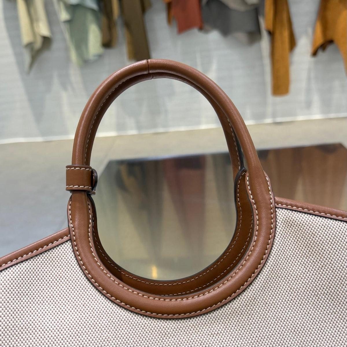 MiuMiu 2026 Tote Bag 22cm Ivory Canvas Leather
