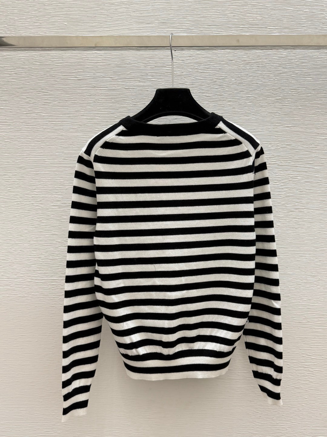 Miu 26FW Striped Knit Cardigan Round Neck Button-Front Wool 313339