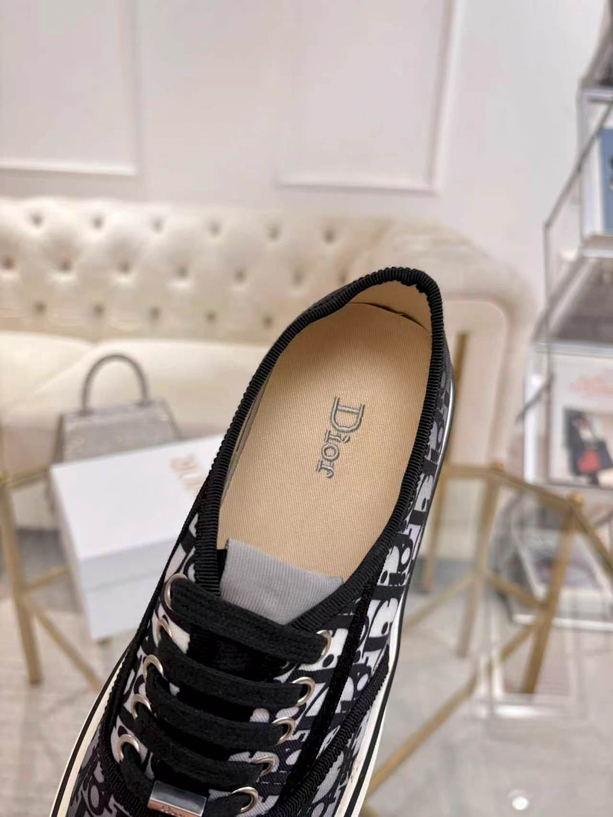 CD 26s Low Top Sneakers Black Dior Oblique Canvas 374925