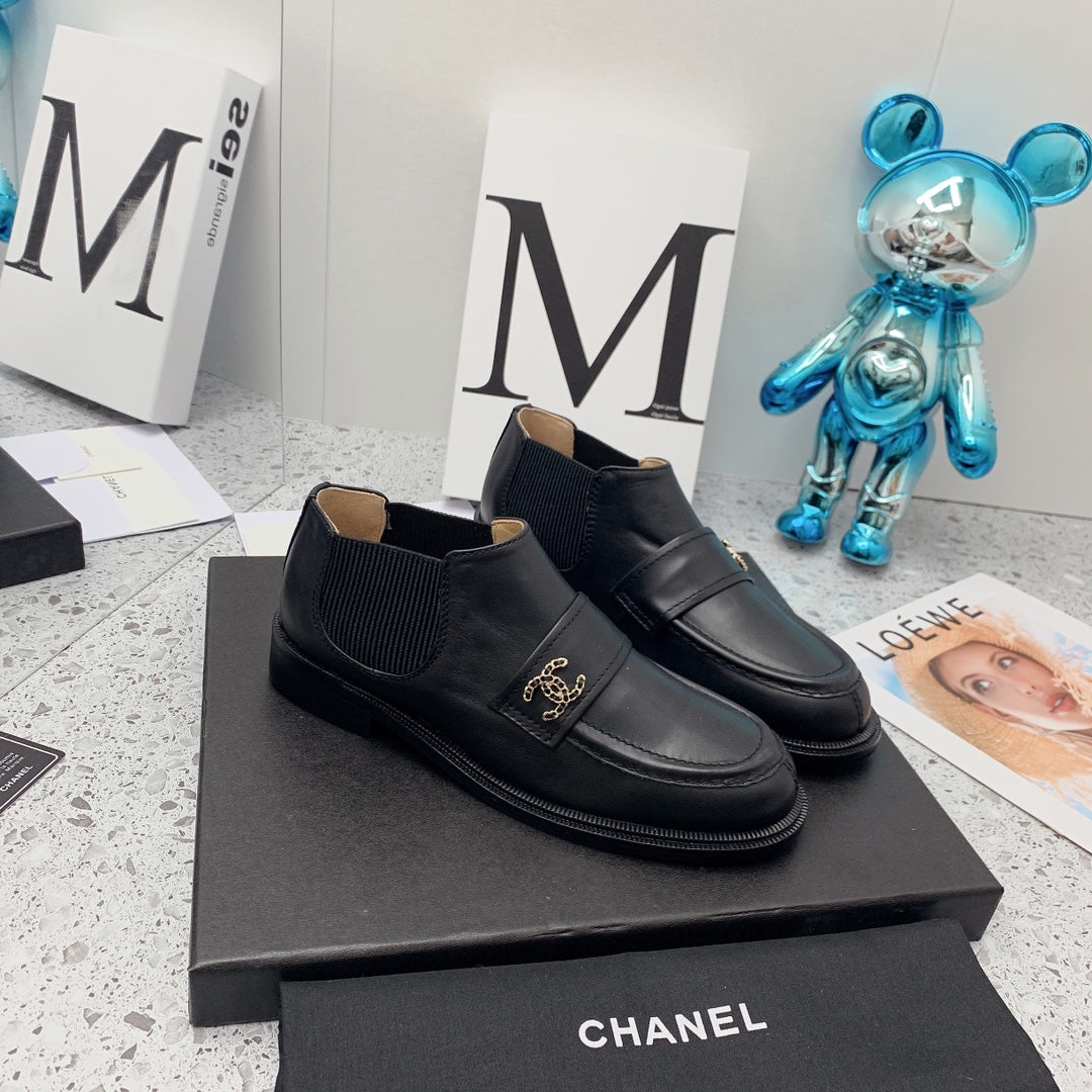 Chanel 2026 Elastic Short Boots Black Cowhide 162227