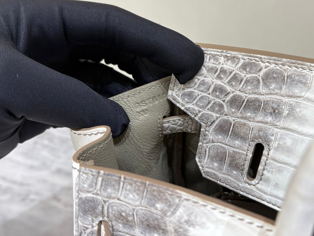 High-end Hermes 2026 Birkin Himalaya 25cm Niloticus Crocodile Leather
