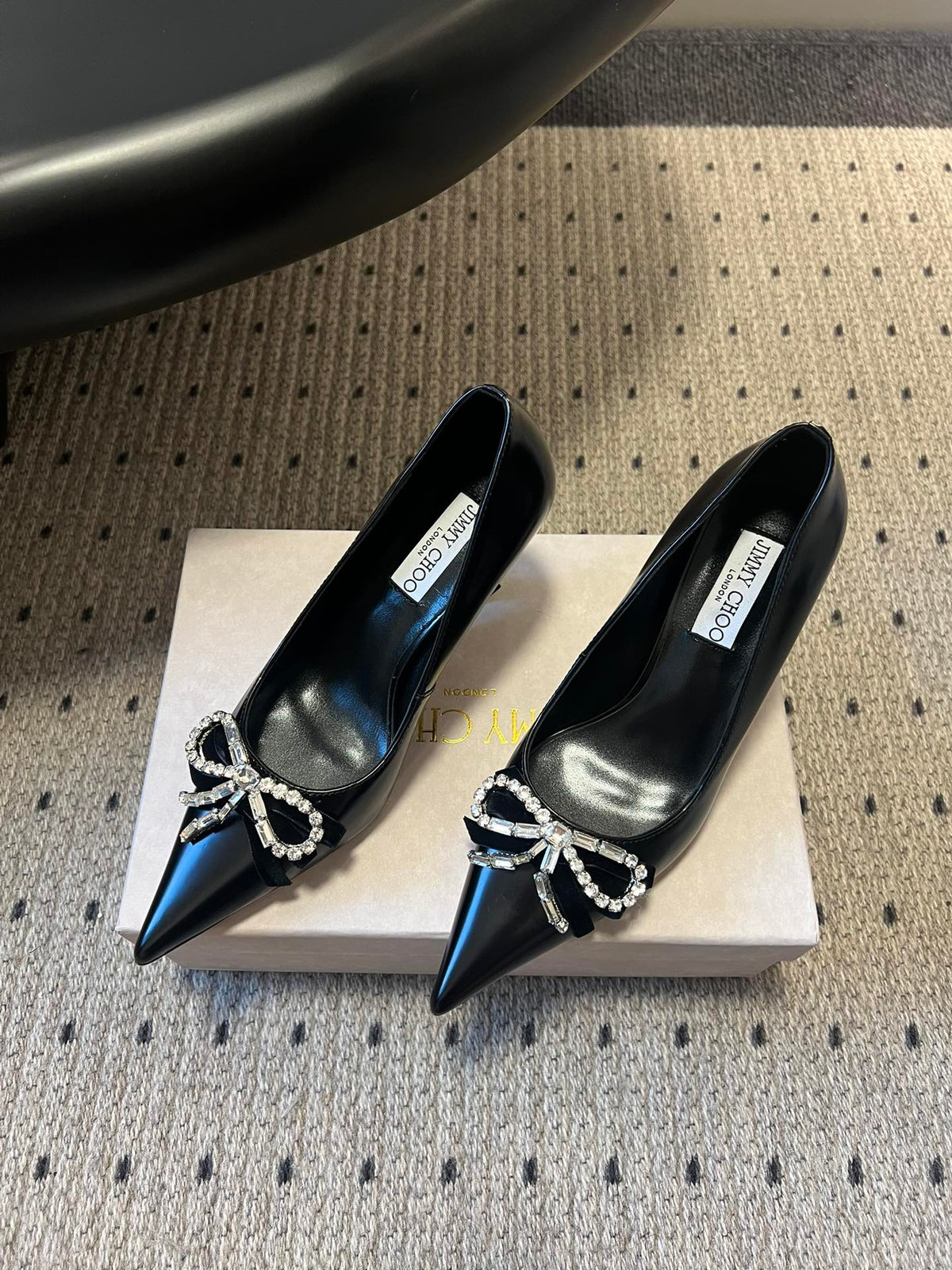 Jimmy Choo 26S High Heels 7.0cm Black Patent Calfskin 815349