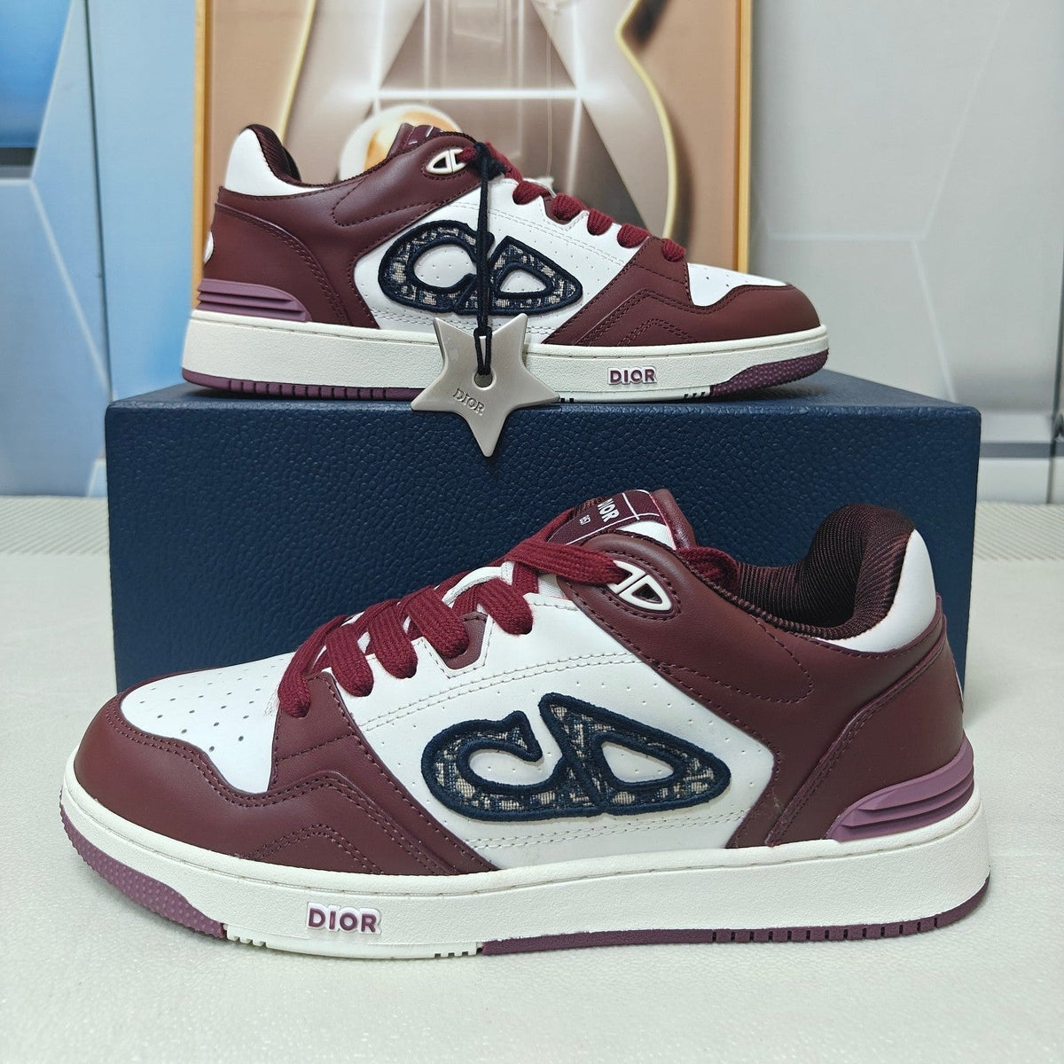 CD 26s Low Top Sneaker White Burgundy Red Calfskin 529184