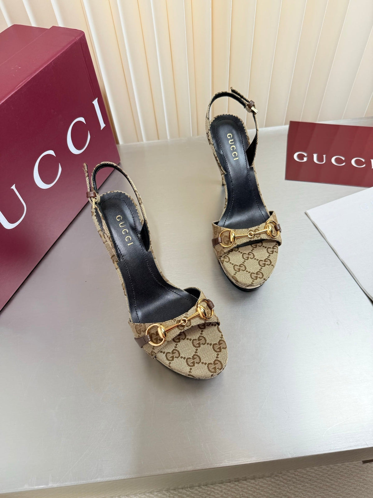 Gucci 26s Slingback Pump 10.5cm Beige GG Canvas