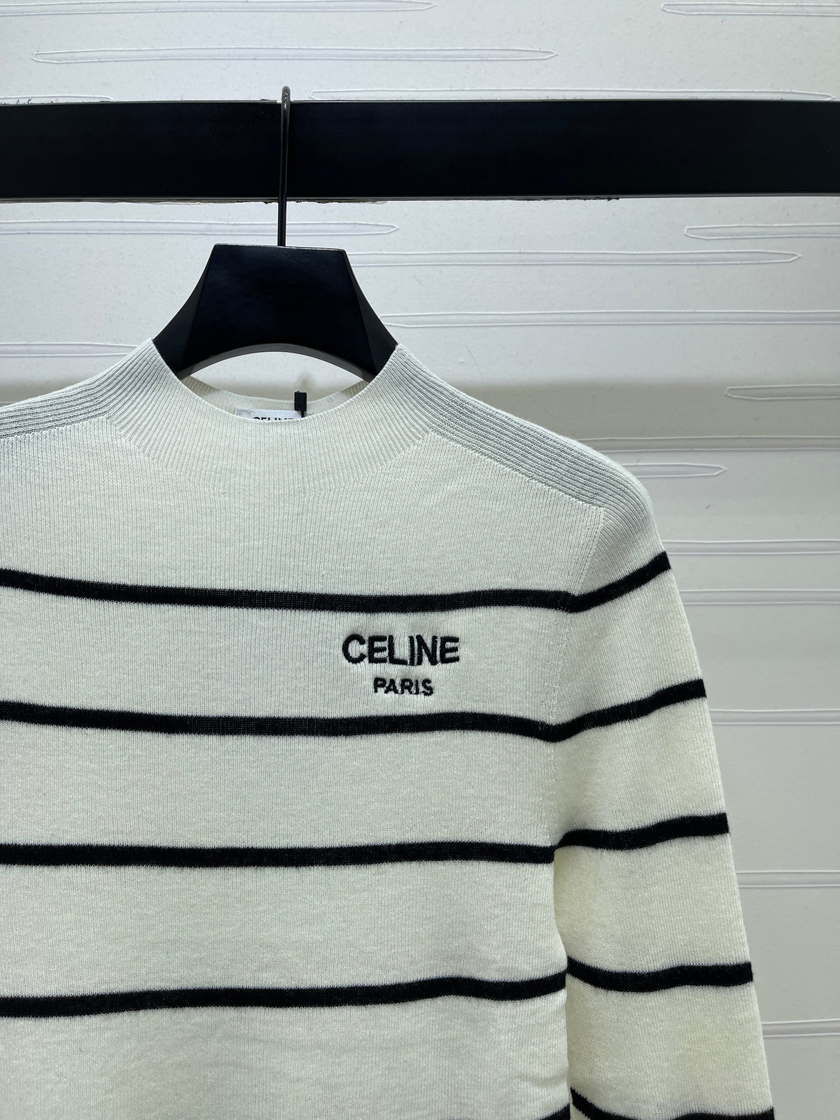 CE 26S Striped Knit Sweater Celine Paris Logo Tencel 423873