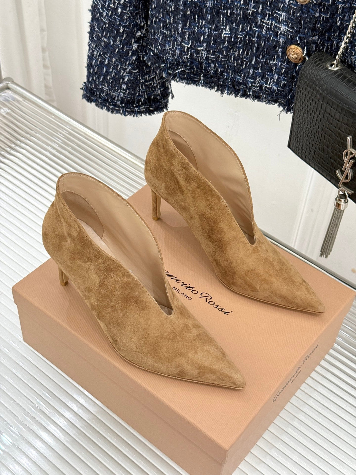 GR 26s Vania Pumps 9cm Camel Suede 175089