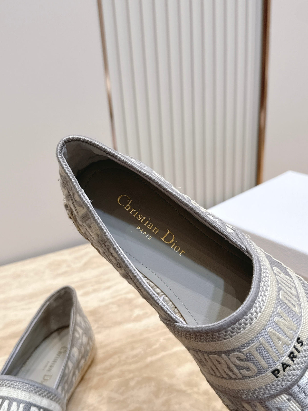 Dior 26s Granville Espadrille Light Grey Dior Oblique Embroidered Cotton